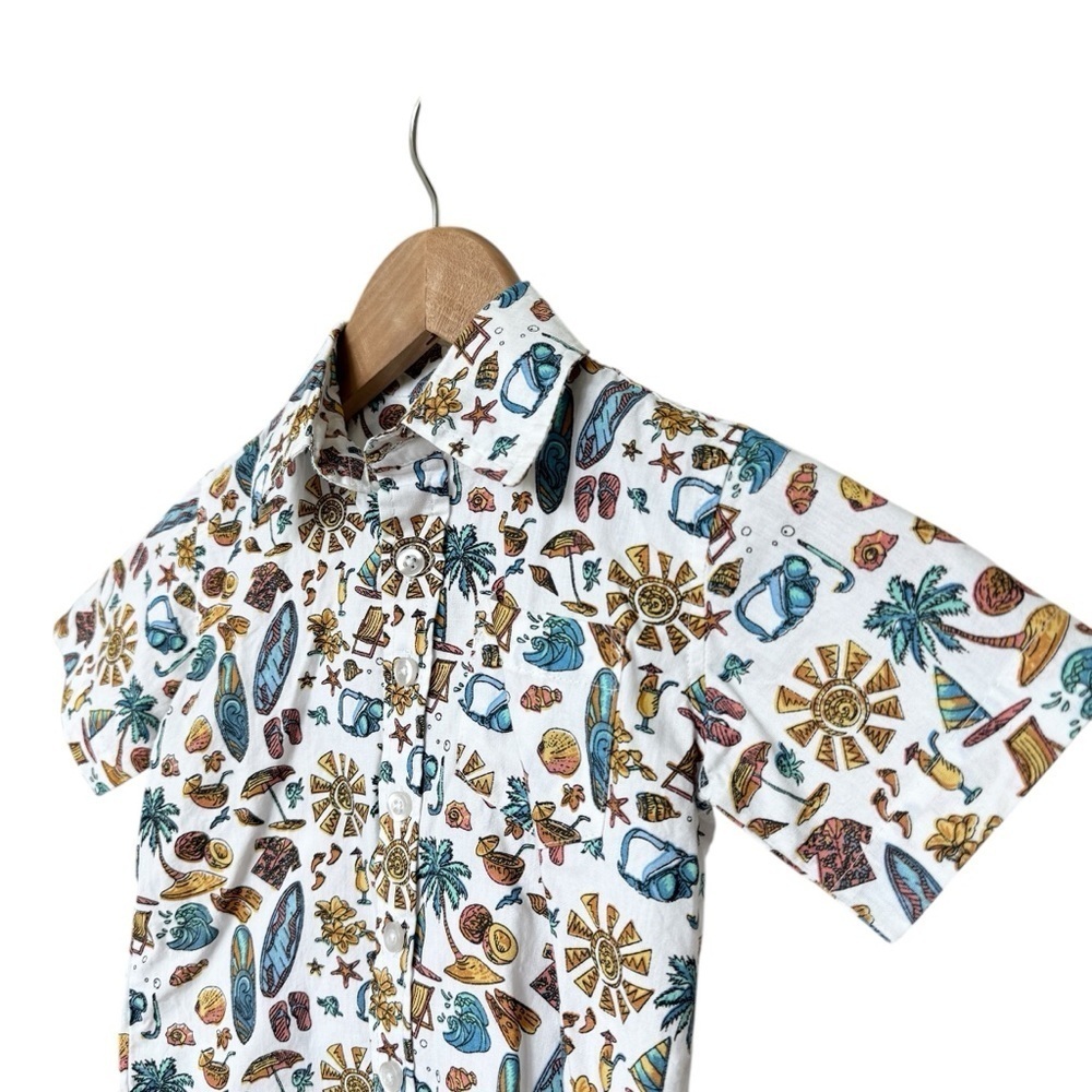 Alex & Jack Beach/ Hawaiian Print Button-Up Shirt 2T Multicolor Casual Cotton